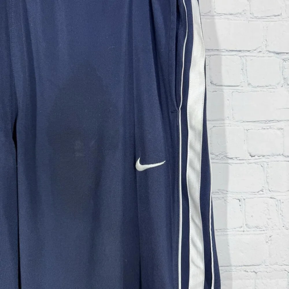 Nike Track Pants Large Navy Blue Wide Leg Athletic Pants Swoosh Y2K Athleisure